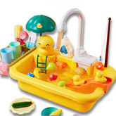 Kids Electric Dishwasher & Sink Playset — Running Water Pretend Play Kitchen Toy (Ages 3+) duck