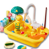 Kids Electric Dishwasher & Sink Playset — Running Water Pretend Play Kitchen Toy (Ages 3+) - Purshay