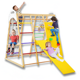 DORTALA 8-in-1 Kids Jungle Gym Playset — Wooden Montessori Climber with Slide, Swing & Monkey Bars