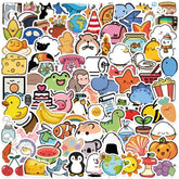 100pcs Cute Mini Animals & Food Sticker Pack — Waterproof Vinyl Decals for Laptop, Guitar, Notebook & Suitcase - Purshay