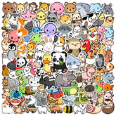 100PCS Cute Cartoon Animal Sticker Pack — Waterproof Vinyl Decals for Laptop, Notebook & Suitcase