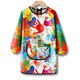 Kids Waterproof Long-Sleeve Painting Smock — Reversible Art Apron & Feeding Bib (Toddlers & Kindergarten)