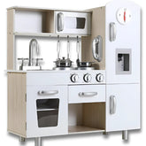 Children’s Wooden Play Kitchen with Lights & Sounds — Doll Kitchen with Accessories - Purshay