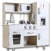 Children’s Wooden Play Kitchen with Lights & Sounds — Doll Kitchen with Accessories - Purshay