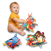 0–36M Interactive Cloth Baby Book — Sensory Tail Puzzle with Crinkle & Squeaker