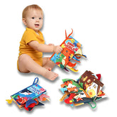 0–36M Interactive Cloth Baby Book — Sensory Tail Puzzle with Crinkle & Squeaker - Purshay