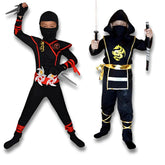 Boys Ninja Deluxe Costume — Kids Kung Fu Outfit with Weapon Accessories (Foam Swords & Daggers) - Purshay
