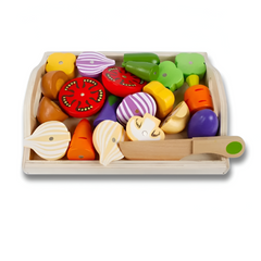 Montessori Wooden Cutting Kitchen Set — Pretend Fruit & Vegetable Play Toy