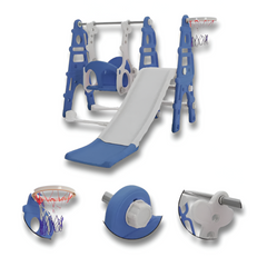 Breeins 4-in-1 Toddler Swing & Slide Set — Climbing Frame, Large Slide & Basketball Hoop (Indoor / Outdoor)