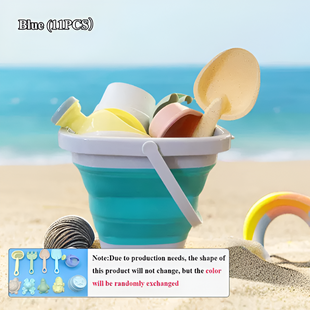 Folding Beach Bucket Set — 11 / 5 / 1pcs Collapsible Sand & Water Toys (Colour Random)