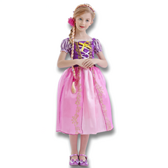 Official Disney Rapunzel Purple Princess Dress — Puff Sleeve Tangled Costume (Girls)