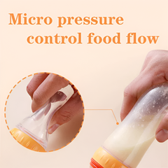 Silicone Baby Feeding Bottle with Spoon — Squeeze Spoon Feeder for Rice, Cereal & Puree (90/120/150ml)