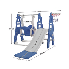 Breeins 4-in-1 Toddler Swing & Slide Set — Climbing Frame, Large Slide & Basketball Hoop (Indoor / Outdoor)
