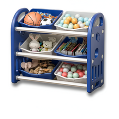 Toy Storage Cabinet & Bookshelf — Kids Toy Organizer with Removable Bins & Anti-Tip Anchor