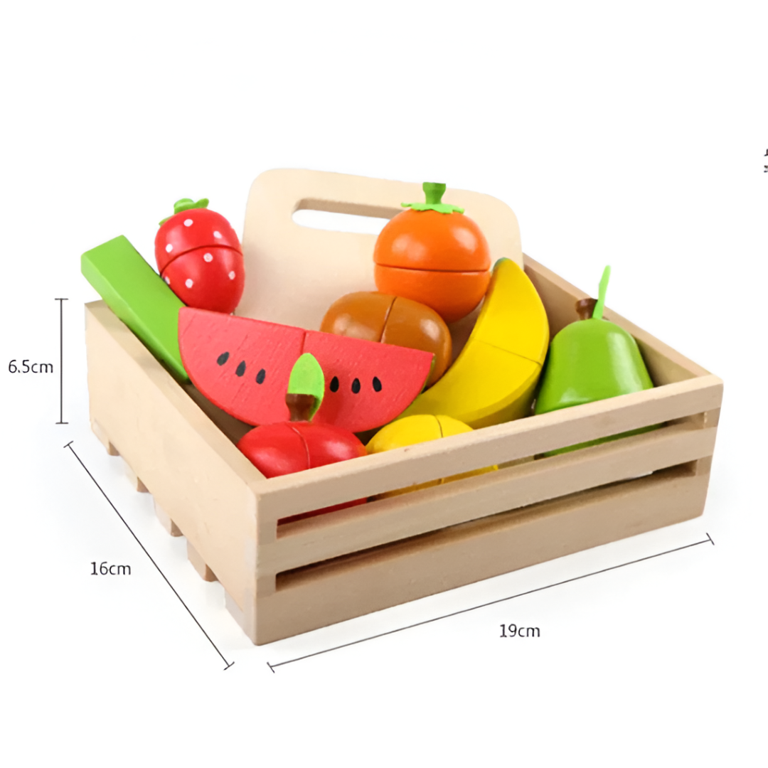 Montessori Wooden Cutting Kitchen Set — Pretend Fruit & Vegetable Play Toy