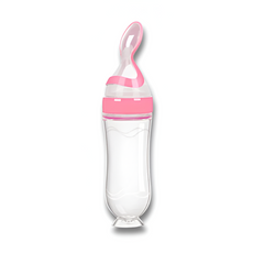Silicone Baby Feeding Bottle with Spoon — Squeeze Spoon Feeder for Rice, Cereal & Puree (90/120/150ml)