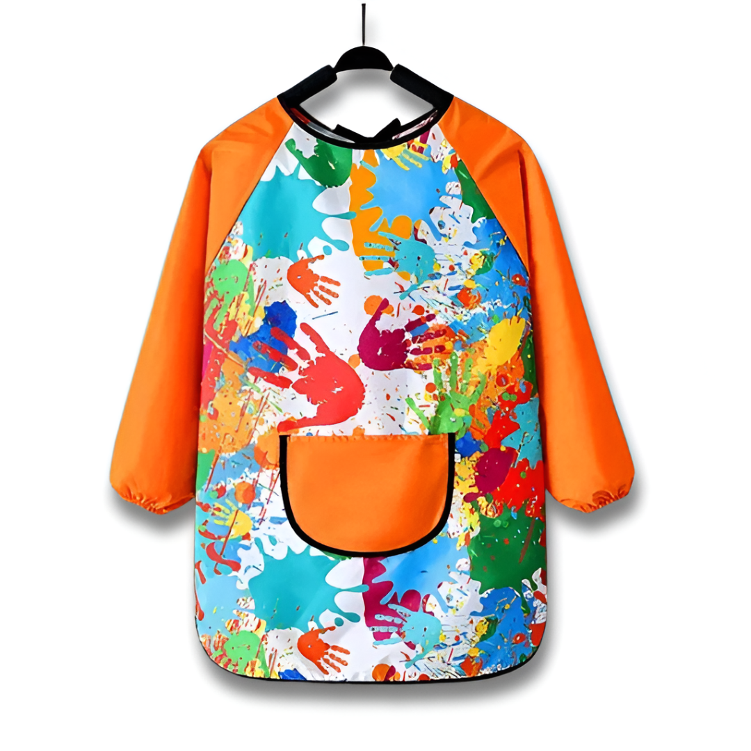 Kids Waterproof Long-Sleeve Painting Smock — Reversible Art Apron & Feeding Bib (Toddlers & Kindergarten)