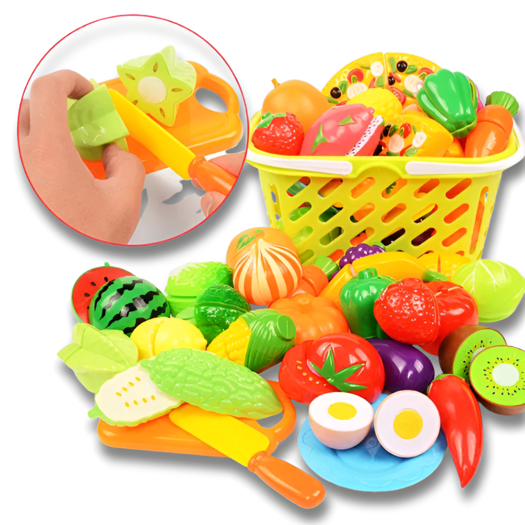 6/10/13/24PCS Cutting Fruits & Vegetables Play Set — Pretend Play Food Toy for Kids