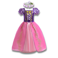 Official Disney Rapunzel Purple Princess Dress — Puff Sleeve Tangled Costume (Girls)