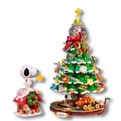 Snoopy Christmas Tree Building Blocks – Cartoon Holiday Model Toy & Desktop Ornament Gift for Kids | Purshay