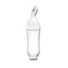 Silicone Baby Feeding Bottle with Spoon — Squeeze Spoon Feeder for Rice, Cereal & Puree (90/120/150ml)