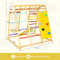 DORTALA 8-in-1 Kids Jungle Gym Playset — Wooden Montessori Climber with Slide, Swing & Monkey Bars
