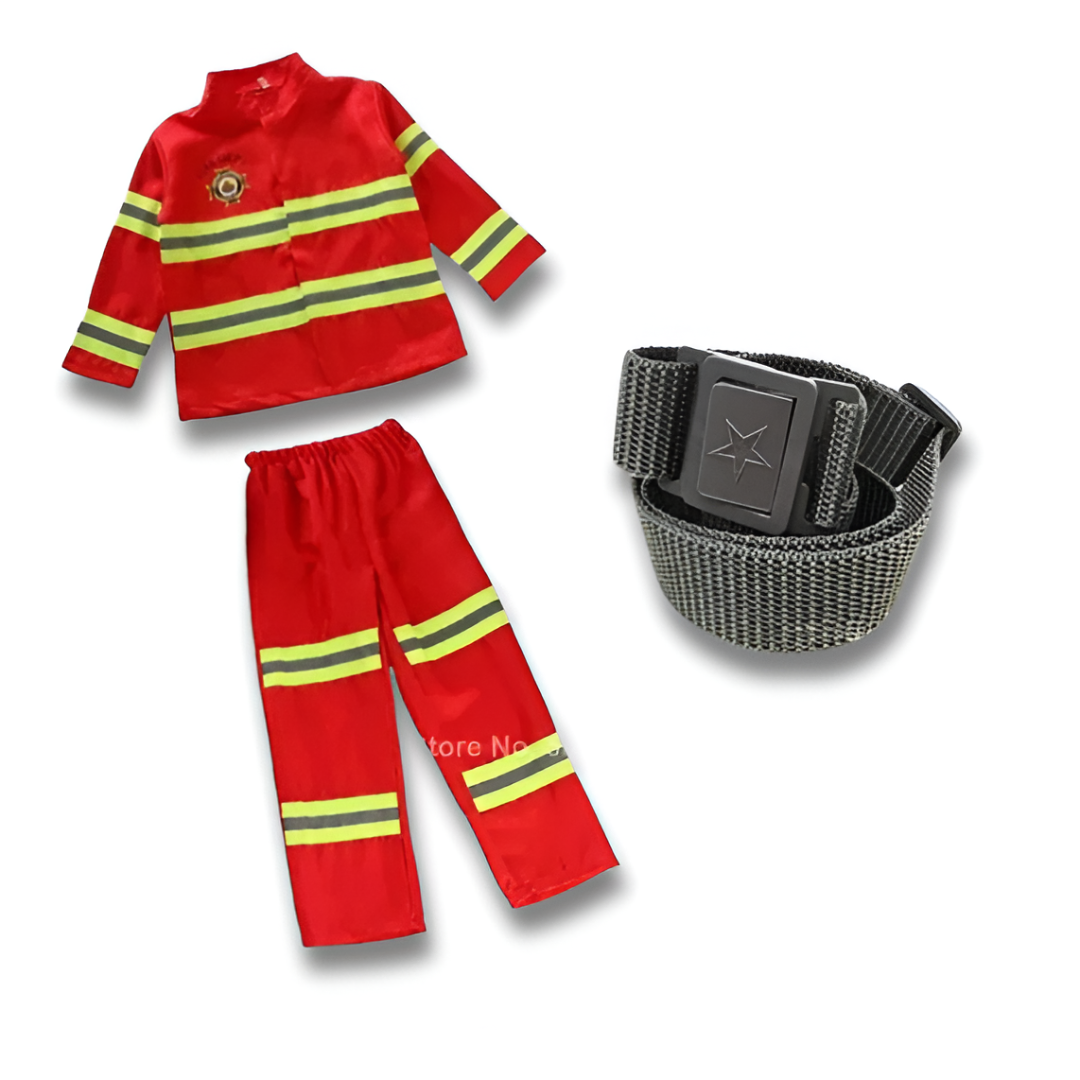 Kids Firefighter Costume — Children’s Fireman Uniform Role-Play Jacket, Helmet & Tools (Ages 3–8)