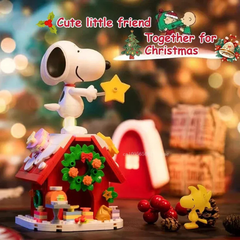 Snoopy Christmas Tree Building Blocks – Cartoon Holiday Model Toy & Desktop Ornament Gift for Kids | Purshay