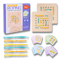 Montessori Wooden Lacing Board — Rope & Threading Puzzle for Fine Motor Skills (Ages 3+)