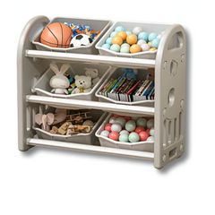 Toy Storage Cabinet & Bookshelf — Kids Toy Organizer with Removable Bins & Anti-Tip Anchor