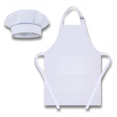 Kids Chef Costume Set — Mushroom Chef Hat & Adjustable Apron with Pocket (Cooking / Baking / Art)