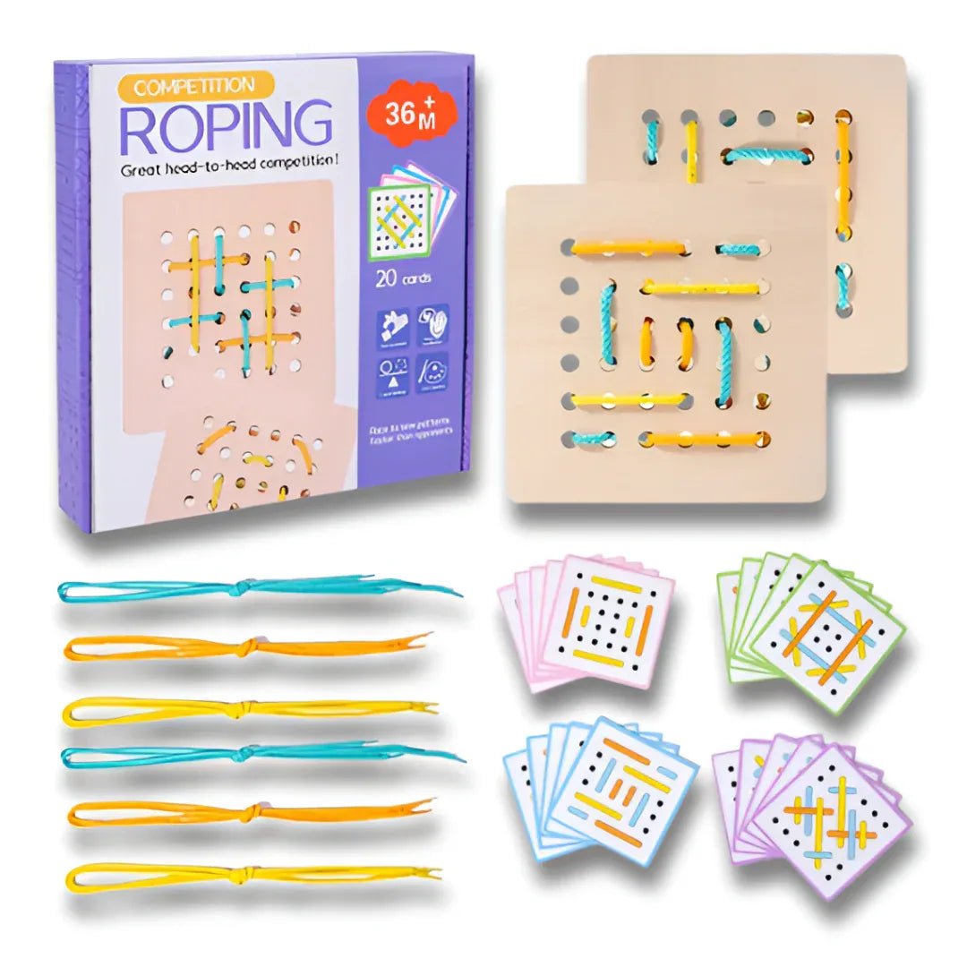 Montessori Wooden Lacing Board — Rope & Threading Puzzle for Fine Motor Skills (Ages 3+) - Purshay