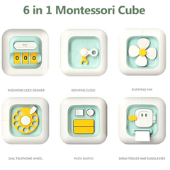 6-in-1 Montessori Busy Board Cube — Sensory Drawer & Fidget Toy for Toddlers