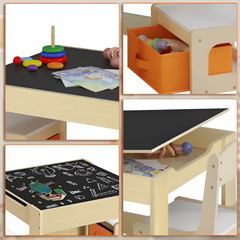 1PC Wooden Table with 2 Chairs — Kids Activity Desk & Stools Set for Preschoolers