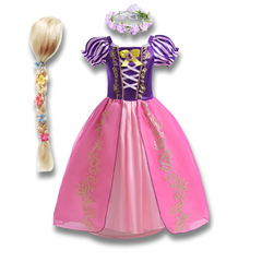 Official Disney Rapunzel Purple Princess Dress — Puff Sleeve Tangled Costume (Girls)