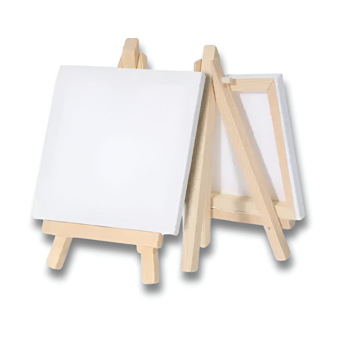 12pc Artists 5" Mini Easel & 3x3" Mini Canvas Set — Kids Craft Painting Kit
