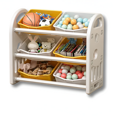 Toy Storage Cabinet & Bookshelf — Kids Toy Organizer with Removable Bins & Anti-Tip Anchor