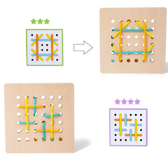 Montessori Wooden Lacing Board — Rope & Threading Puzzle for Fine Motor Skills (Ages 3+)