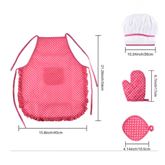 Kids Chef Apron & Play Kitchen Set — Mushroom Chef Hat, Mitt & Cooking Utensils (Role Play Costume Gift)