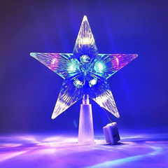 15 cm LED Glowing Christmas Tree Topper – Five-Pointed Star, Transparent & Colorful | Purshay Xmas Ornament