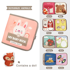 Montessori Busy Book — Sensory Cloth Activity Book for Babies & Toddlers (Animal Cognitive Puzzle)