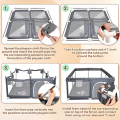 Baby Playpen 128×128×68 cm — Breathable Mesh Play Yard with Anti-Collision Foam