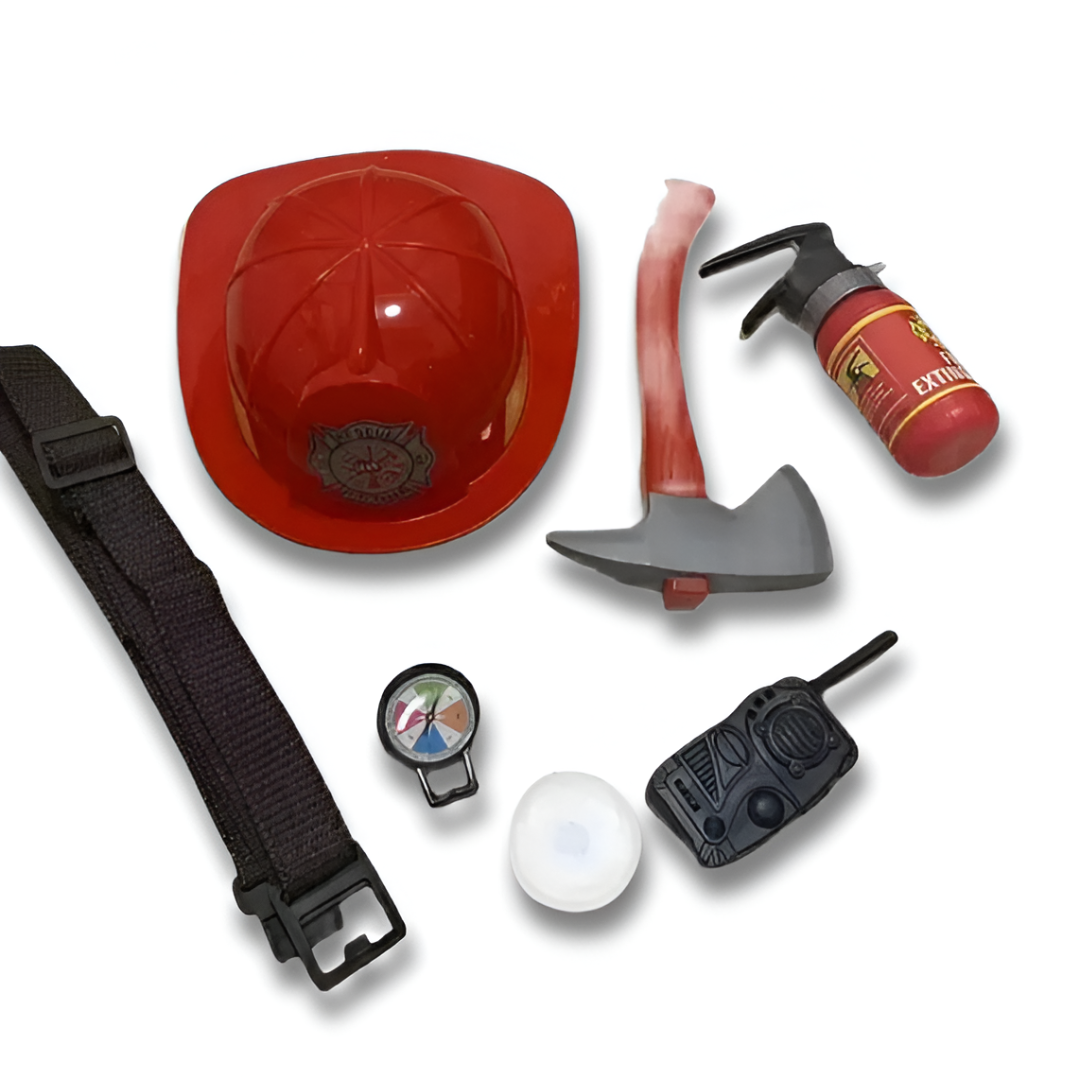 Kids Firefighter Costume — Children’s Fireman Uniform Role-Play Jacket, Helmet & Tools (Ages 3–8)