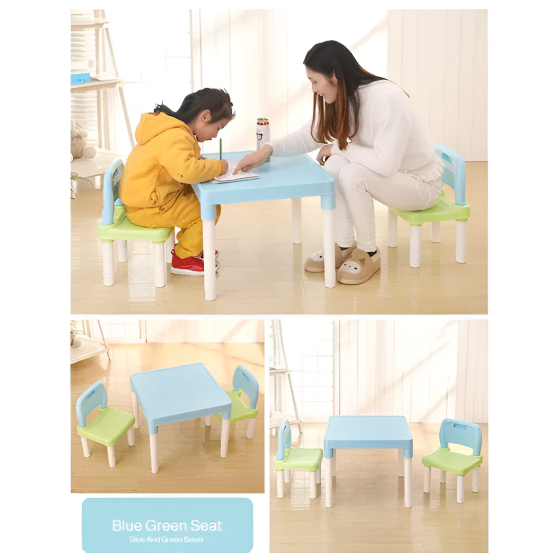 Kindergarten Table & 2 Chairs Set — Height-Adjustable Kids Study Desk (Ages 3–8)