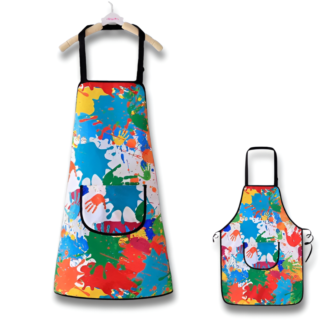 Kids Waterproof Long-Sleeve Painting Smock — Reversible Art Apron & Feeding Bib (Toddlers & Kindergarten)