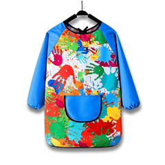 Kids Waterproof Long-Sleeve Painting Smock — Reversible Art Apron & Feeding Bib (Toddlers & Kindergarten)
