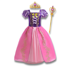 Official Disney Rapunzel Purple Princess Dress — Puff Sleeve Tangled Costume (Girls)