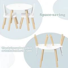 WOLTU Children’s Table & 2 Chairs — Cloud Backrest, Solid Wood Legs (Toddlers & Preschoolers)