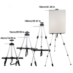 Portable Adjustable Aluminium Sketch Easel — Foldable Travel Easel with Palette Shelf & Carry Bag