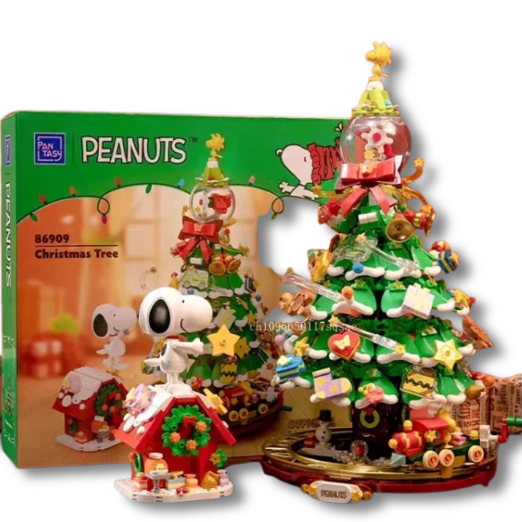 Snoopy Christmas Tree Building Blocks – Cartoon Holiday Model Toy & Desktop Ornament Gift for Kids | Purshay